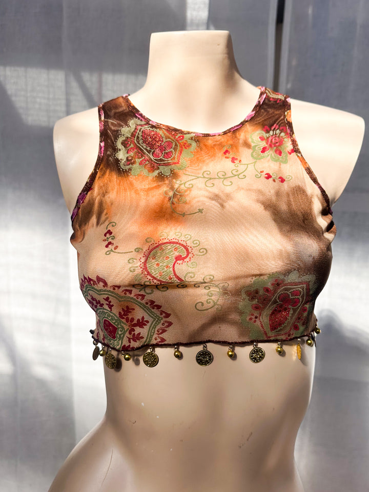 *PAISLEY MESH JINGLE MINI CROP / XS