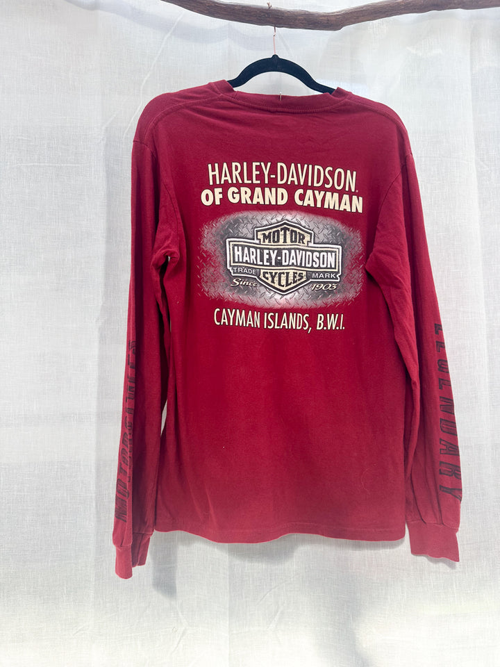 *RED LONG SLEEVE HARLEY DAVIDSON SHIRT / S