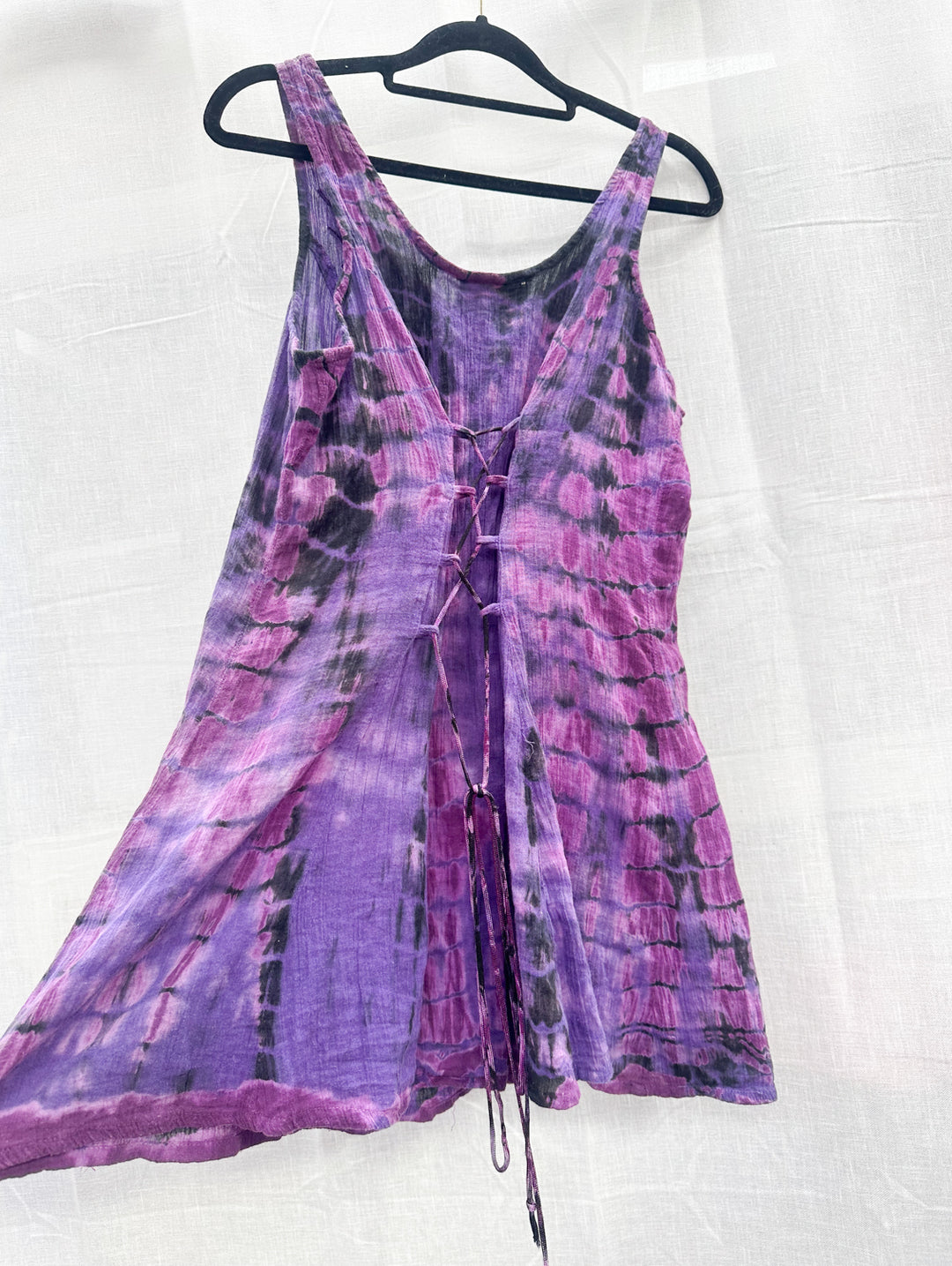 *Y2K TIE-DYE EMBROIDERED MINI DRESS / S