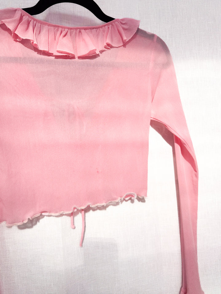 *CHARLIE PINK MESH MINI CROP / M
