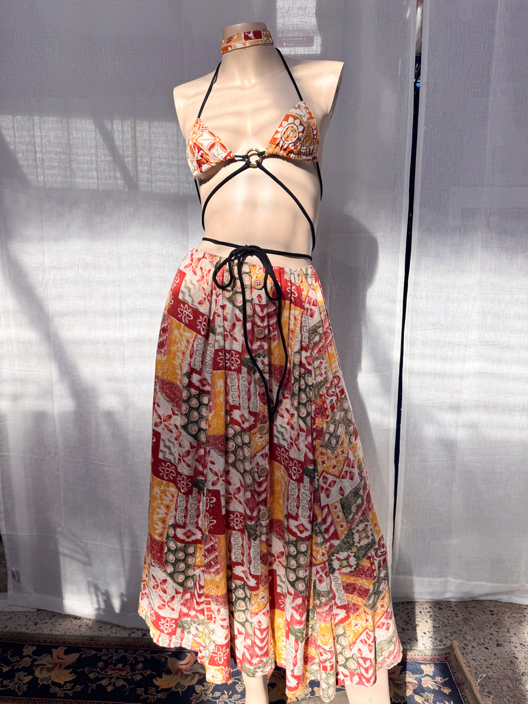 *PEBBLE PRINTED MAXI SKIRT / XS-S