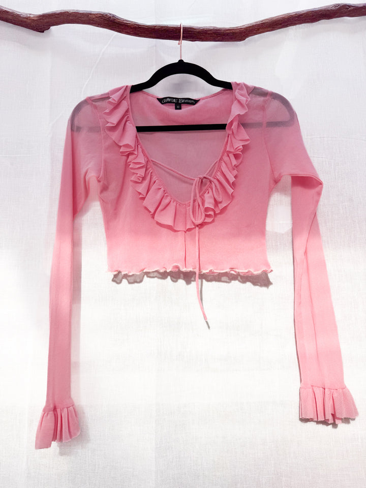 *CHARLIE PINK MESH MINI CROP / M