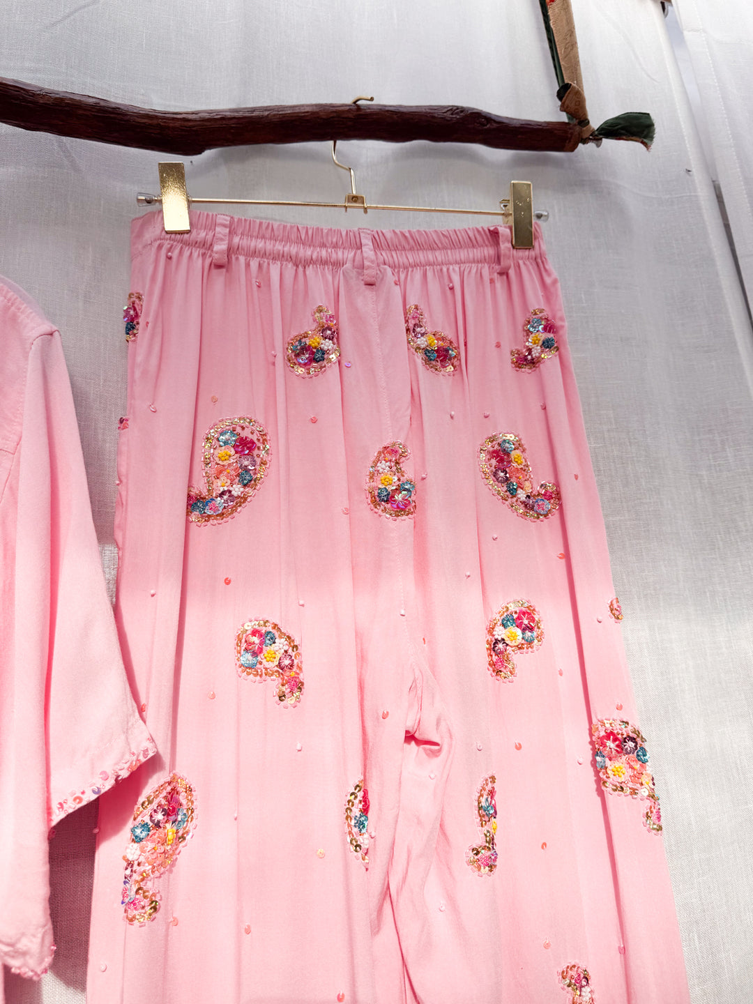 *PINK PAISLEY PANT AND SKIRT SET / XS-L