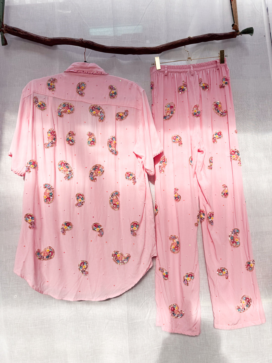 *PINK PAISLEY PANT AND SKIRT SET / XS-L
