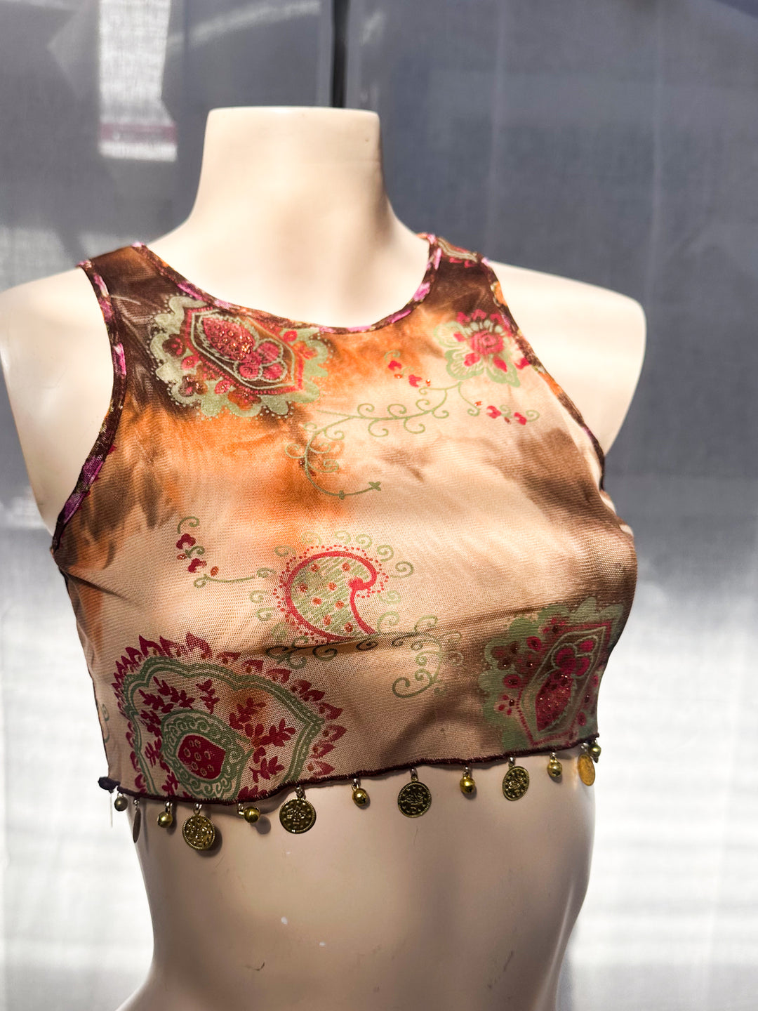 *PAISLEY MESH JINGLE MINI CROP / XS
