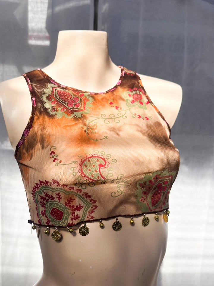 *PAISLEY MESH JINGLE MINI CROP / XS