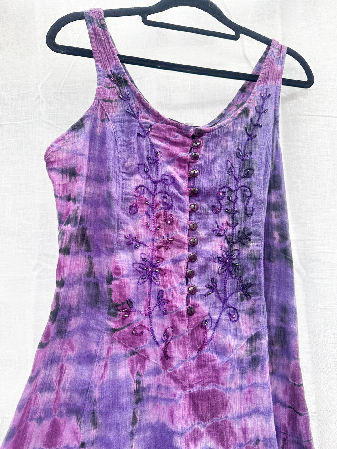 *Y2K TIE-DYE EMBROIDERED MINI DRESS / S