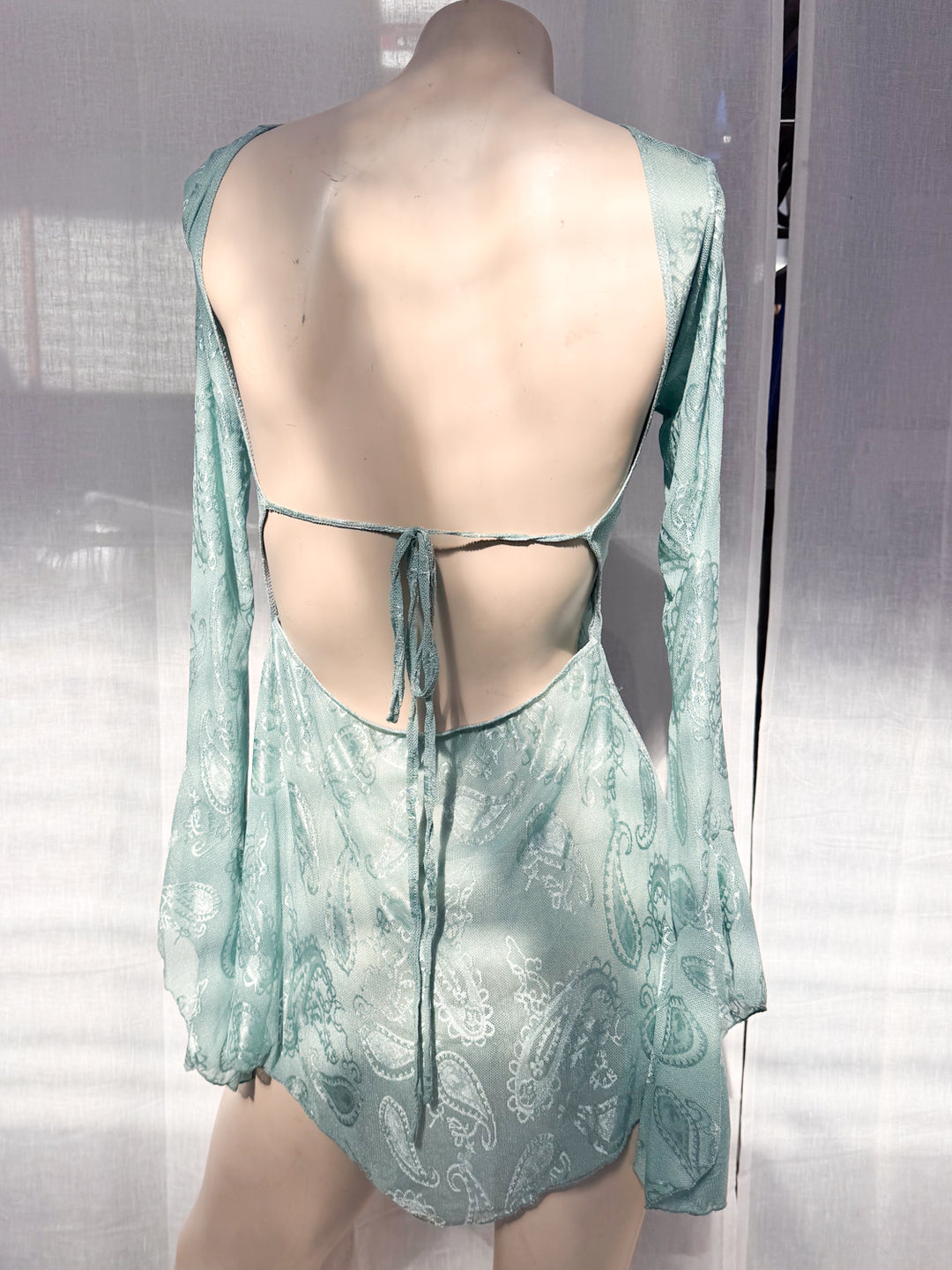 *PAISLEY MESH BACKLESS SUPER MINI DRESS / XS-S