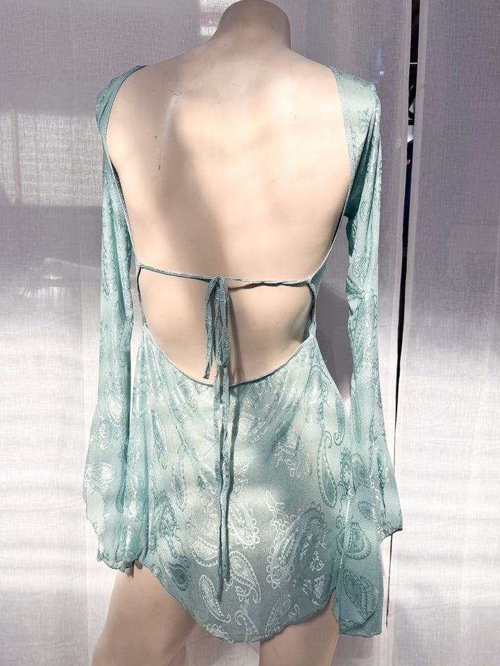 *PAISLEY MESH BACKLESS SUPER MINI DRESS / XS-S