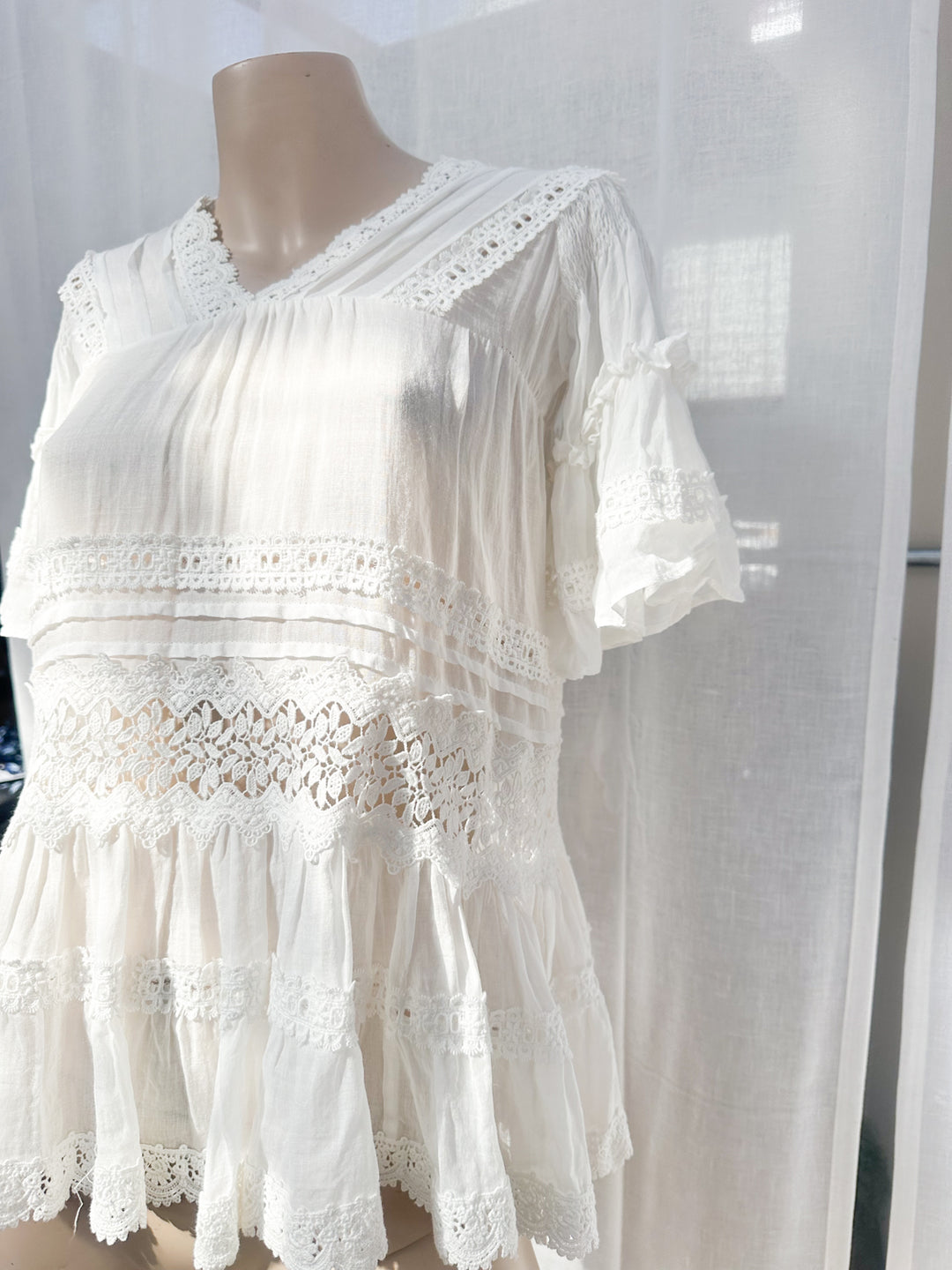 *COTTON LOOSE STYLE LONG BLOUSE / XS-M