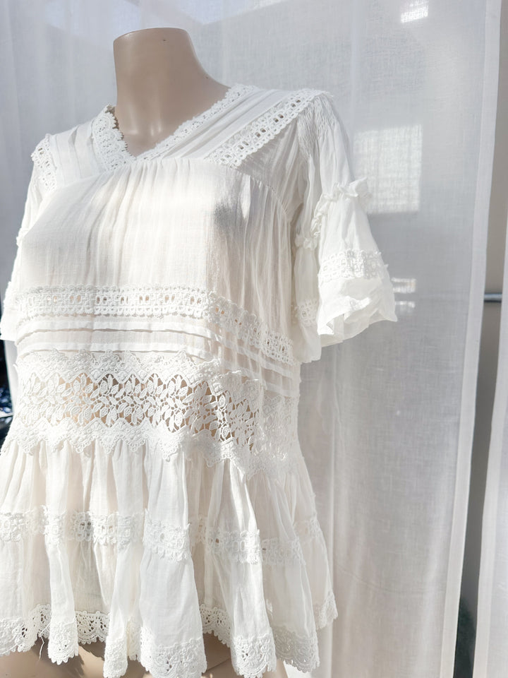 *COTTON LOOSE STYLE LONG BLOUSE / XS-M