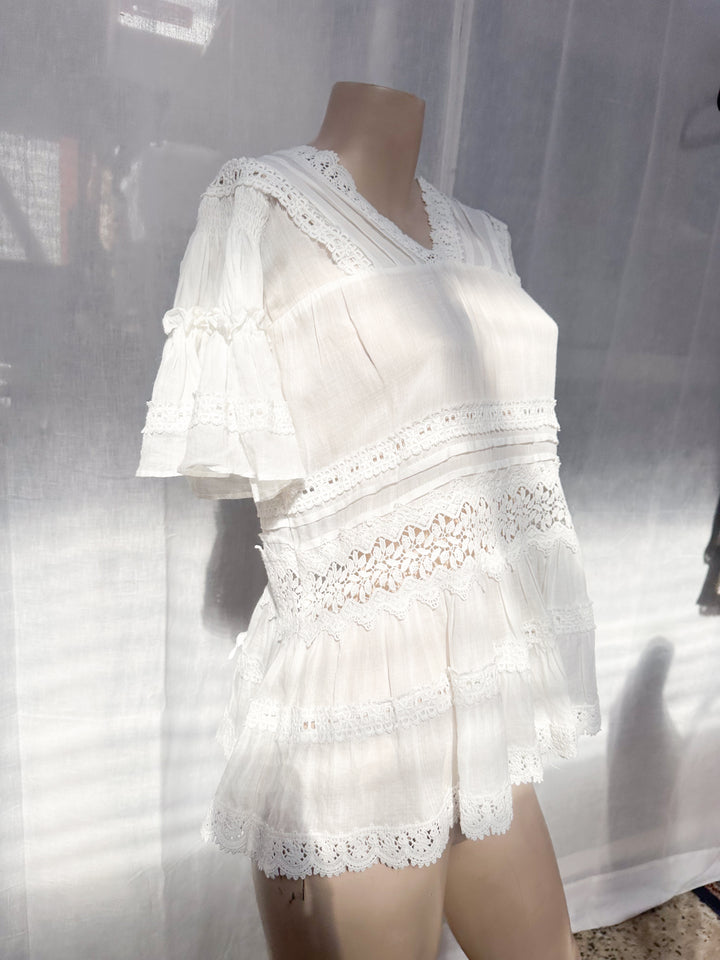 *COTTON LOOSE STYLE LONG BLOUSE / XS-M