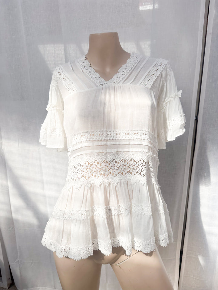 *COTTON LOOSE STYLE LONG BLOUSE / XS-M
