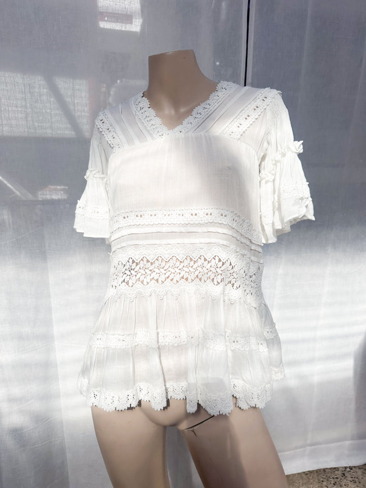 *COTTON LOOSE STYLE LONG BLOUSE / XS-M