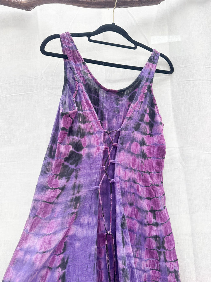 *Y2K TIE-DYE EMBROIDERED MINI DRESS / S