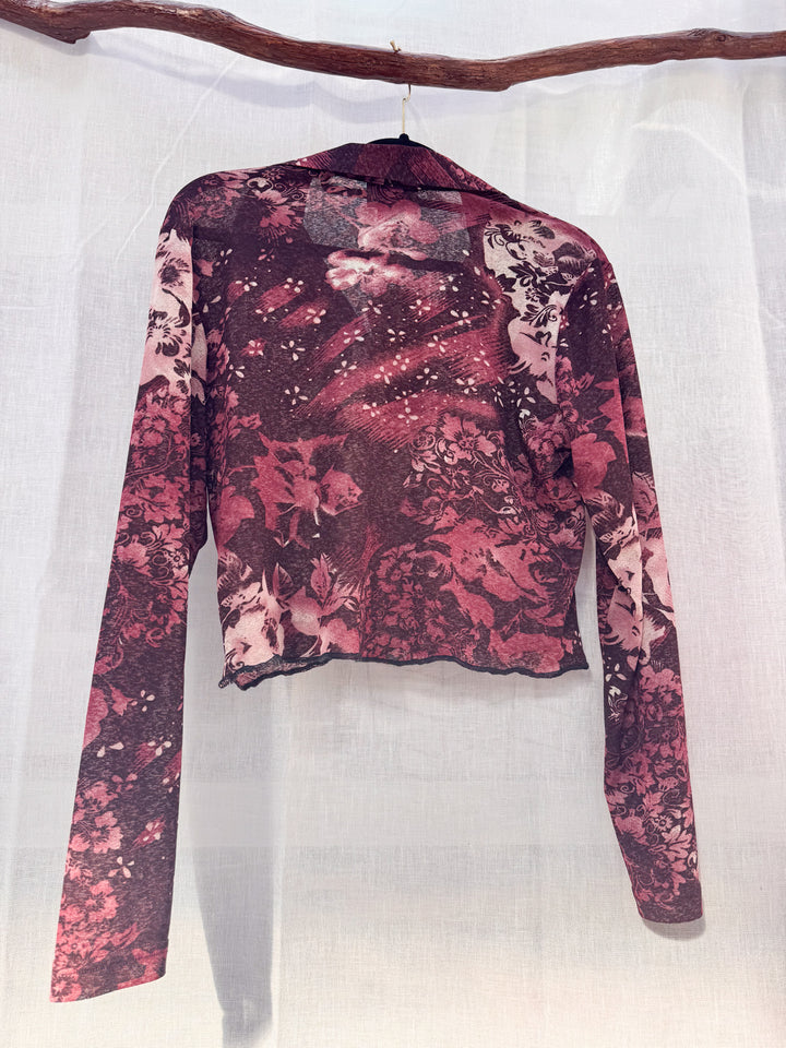 *PINK Y2K TOP FLOWER COLLAR / M