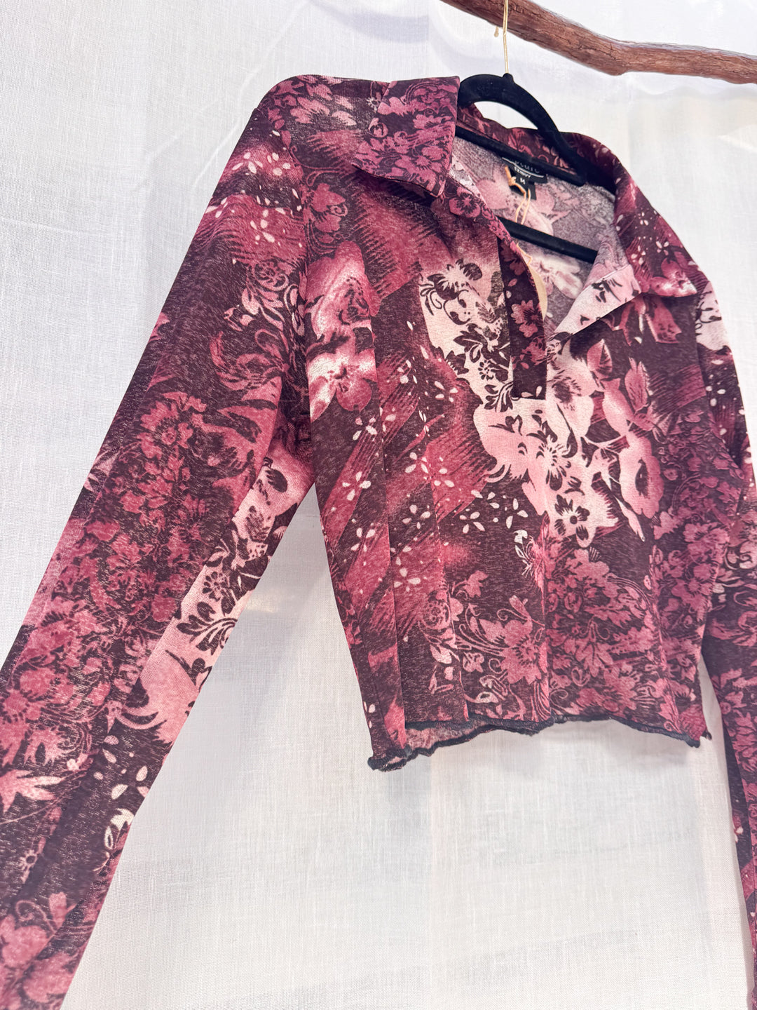 *PINK Y2K TOP FLOWER COLLAR / M