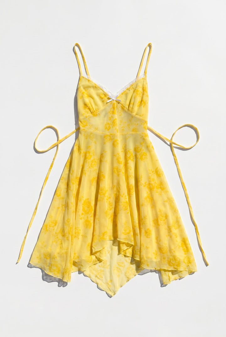 *YELLOW MESH PIXIE DRESS / XS