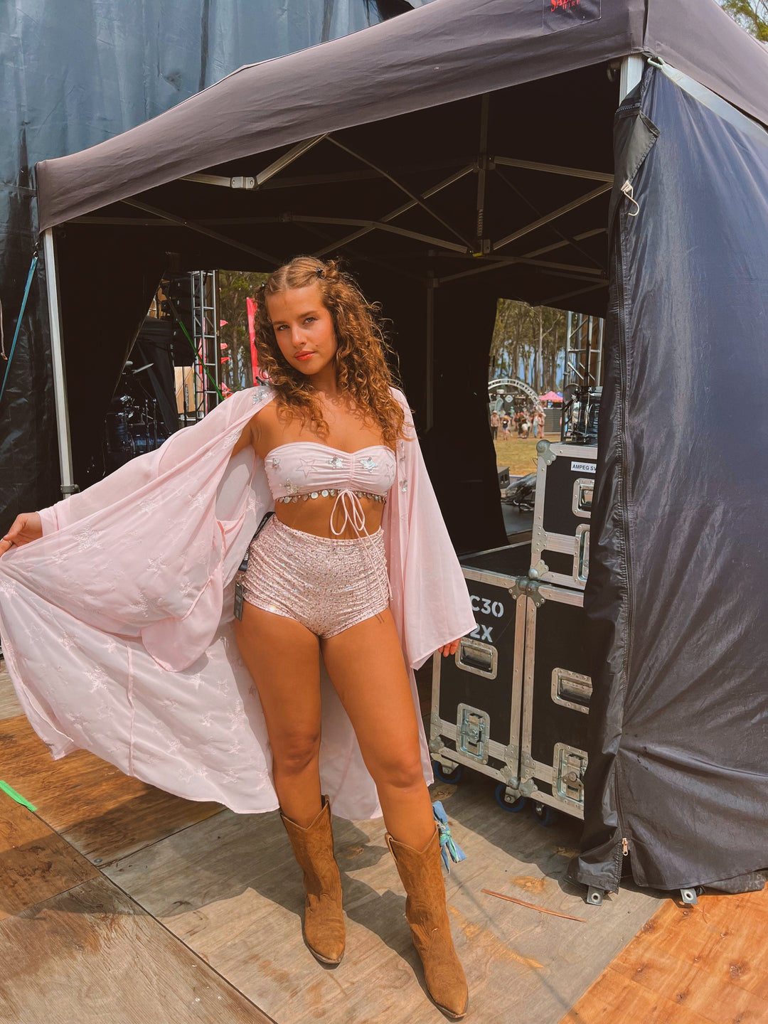 AMETHYST BEADED SPARKLE SHORTS - PINK - Her Pony