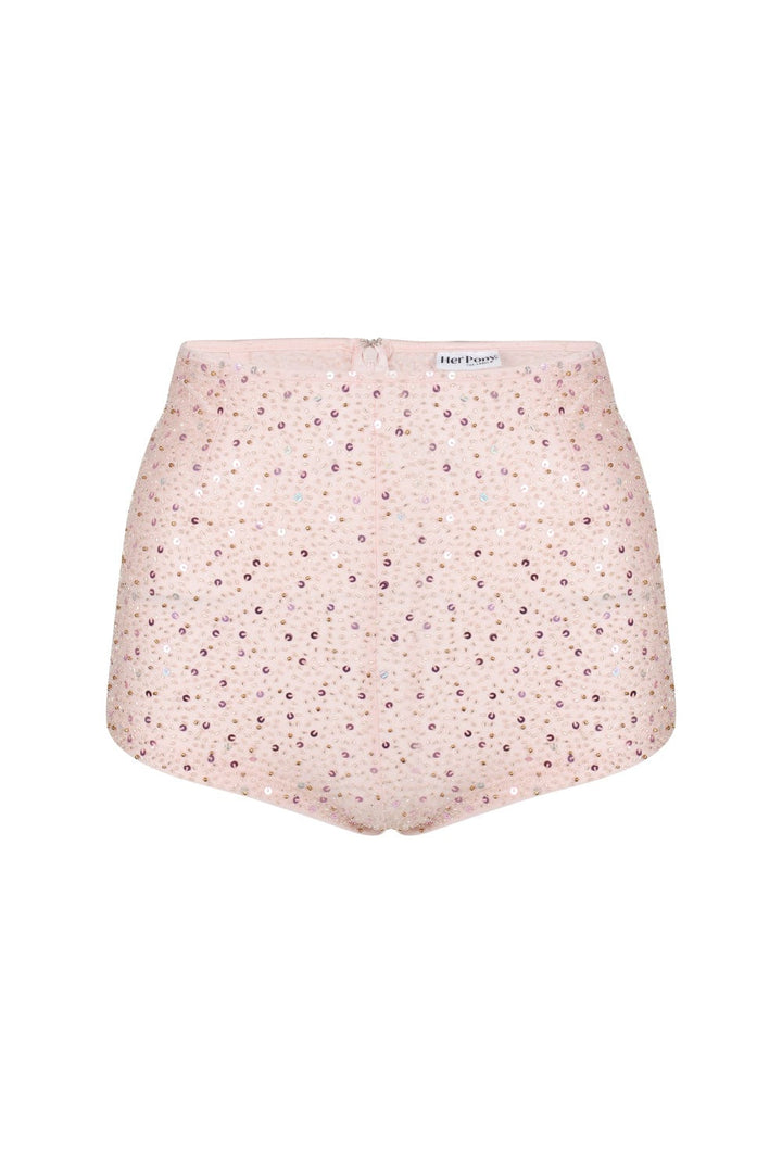 AMETHYST BEADED SPARKLE SHORTS - PINK - Her Pony