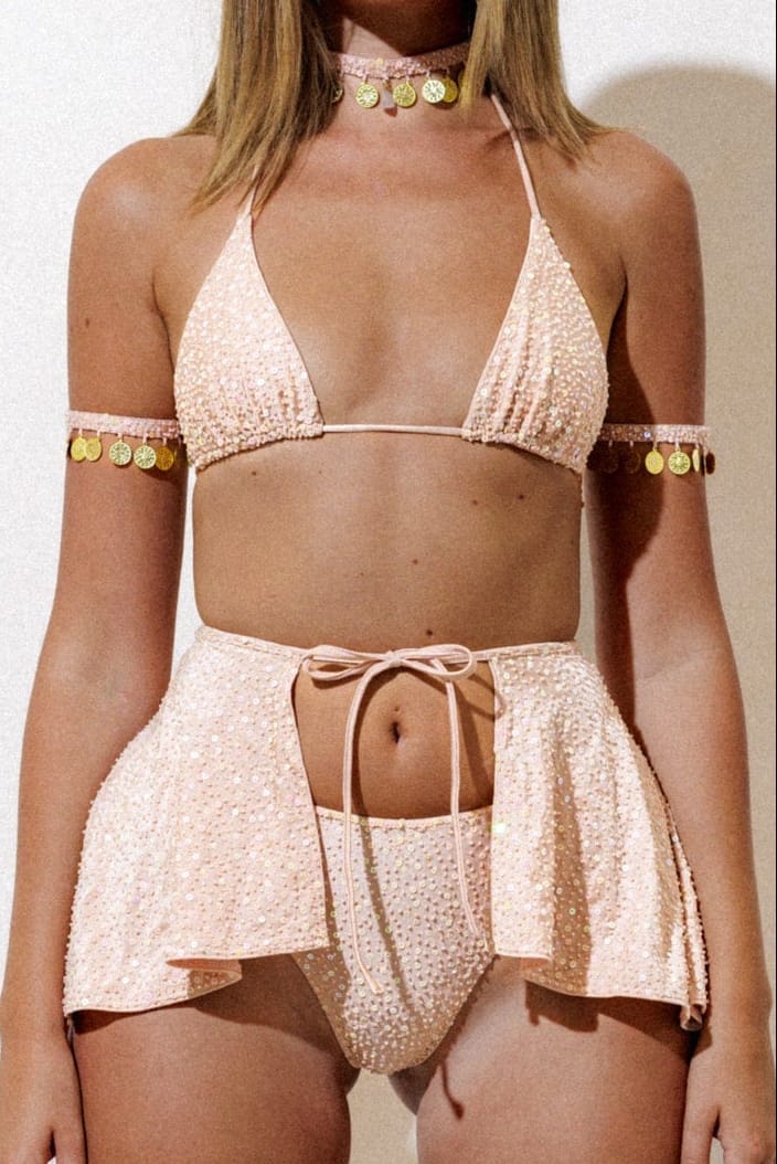 AMETHYST SEQUIN SPARKLE BLOOMERS - PEACH - Her Pony