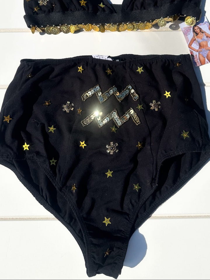 *AQUARIUS ZODIAC SEQUIN SPARKLE SET /  XL-XXL - SAMPLE SALE