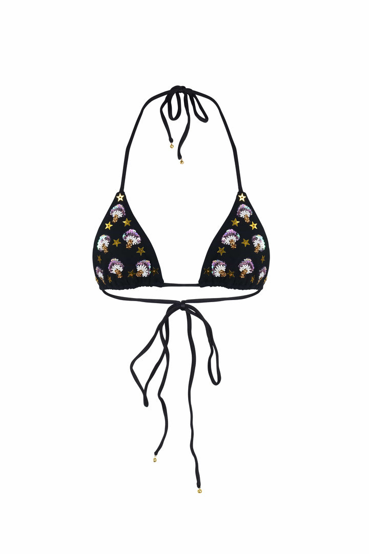 ARZAIA MUSHROOM BIKINI BRA - BLACK - Her Pony