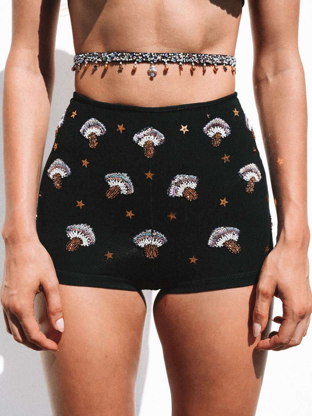 ARZAIA MUSHROOM HOT PANT SHORTS - BLACK - Her Pony