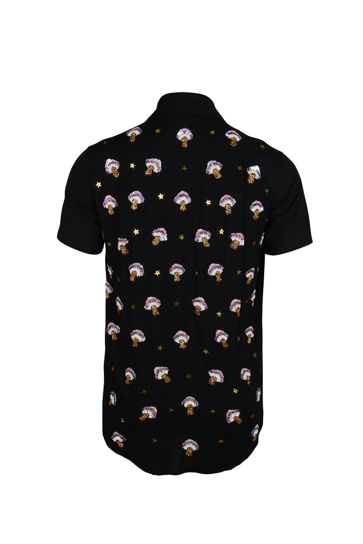 ARZAIA MUSHROOM MENS SHIRT - BLACK - Her Pony