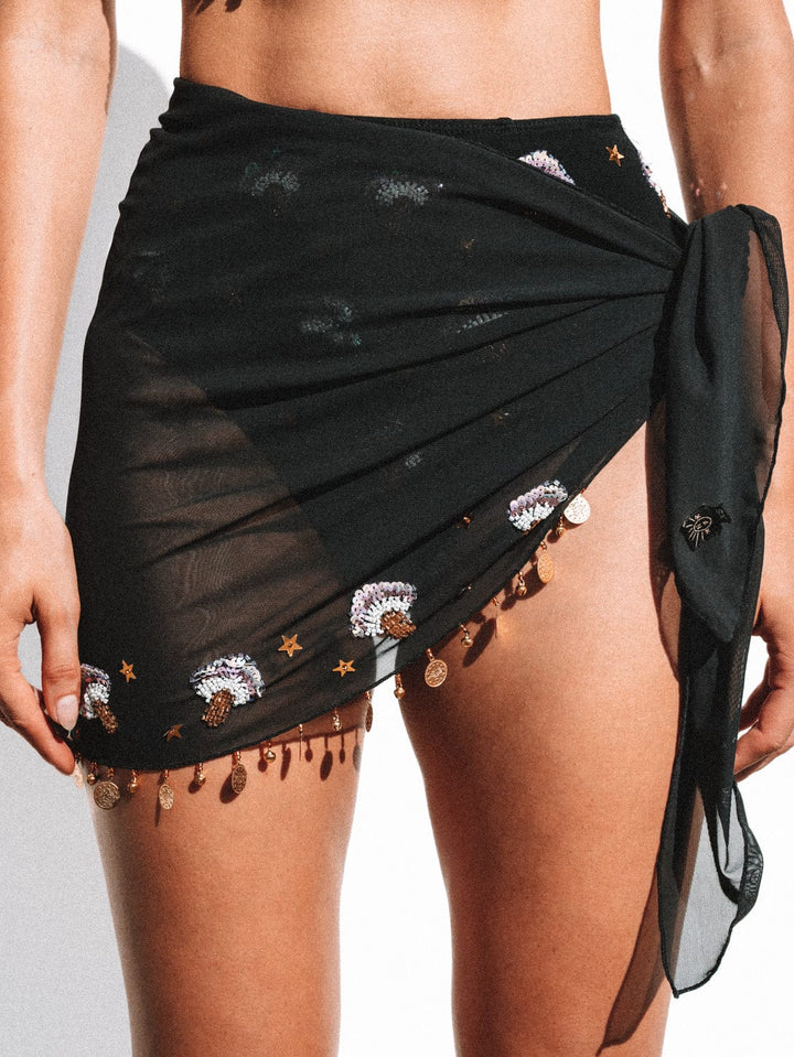 ARZAIA MUSHROOM MULTI WAY SCARF - BLACK - Her Pony