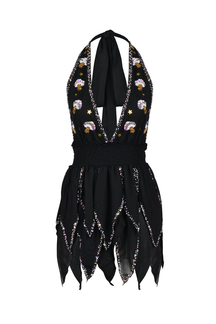 ARZAIA MUSHROOM PIXIE MINI DRESS - BLACK - Her Pony