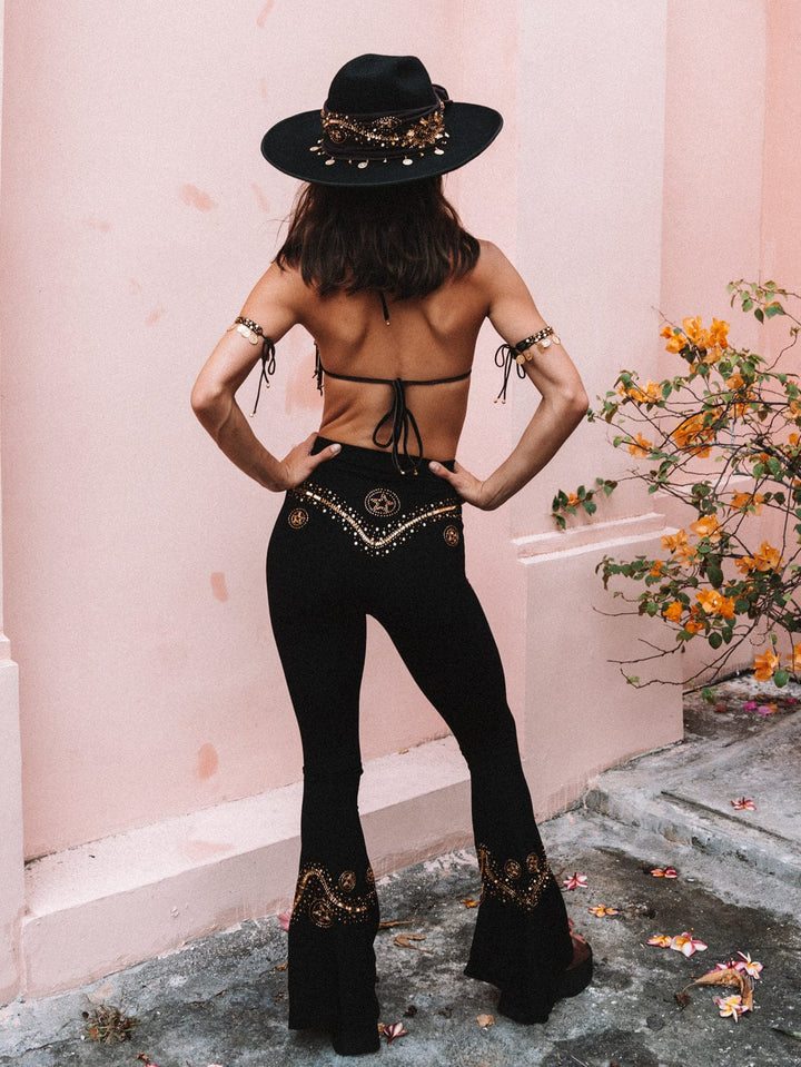 BAM BAM TASSEL BIKINI BRA - BROWN VELVET - Her Pony