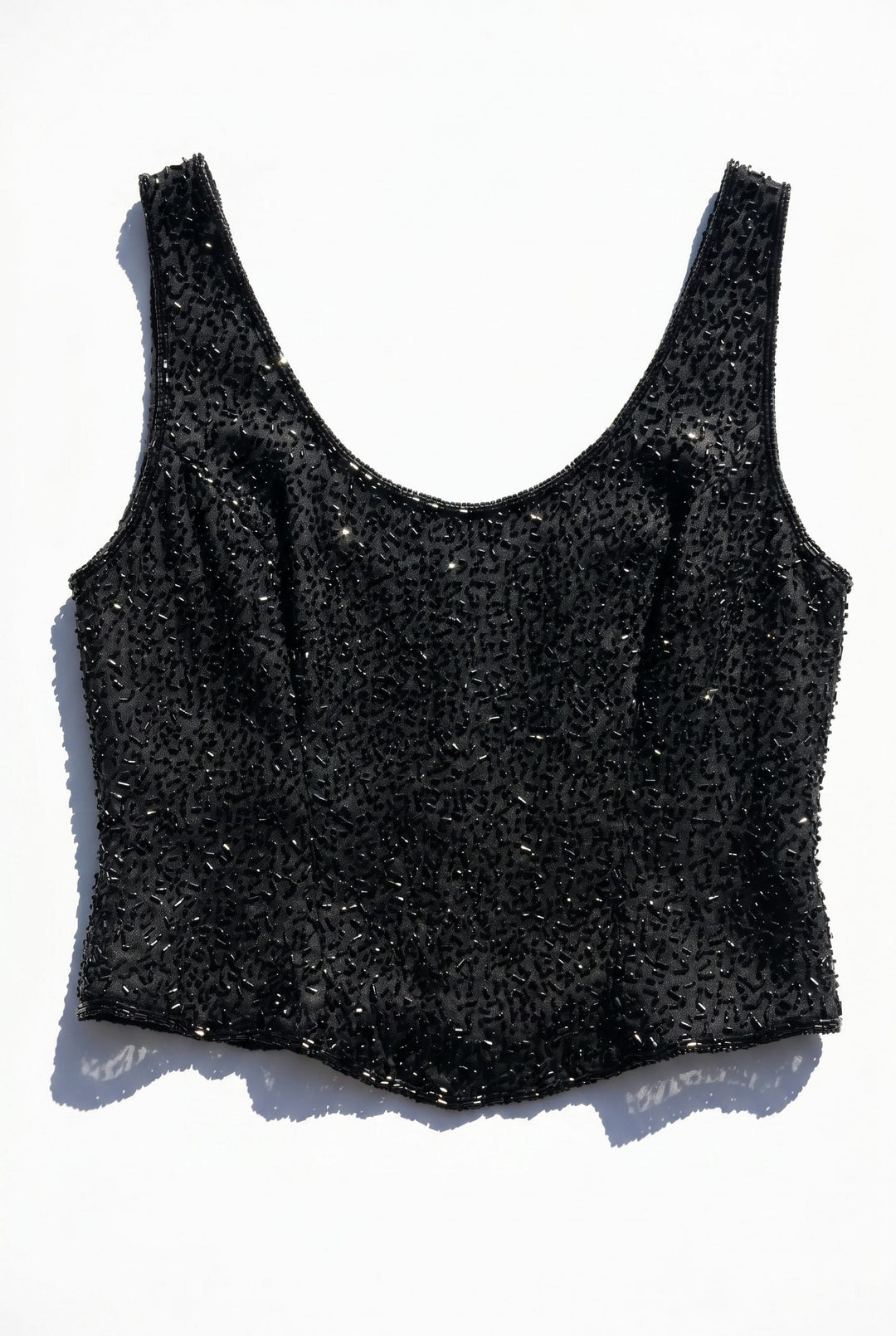 *BLACK BEADED BUSTIER STYLE TOP / L-XL - VINTAGE