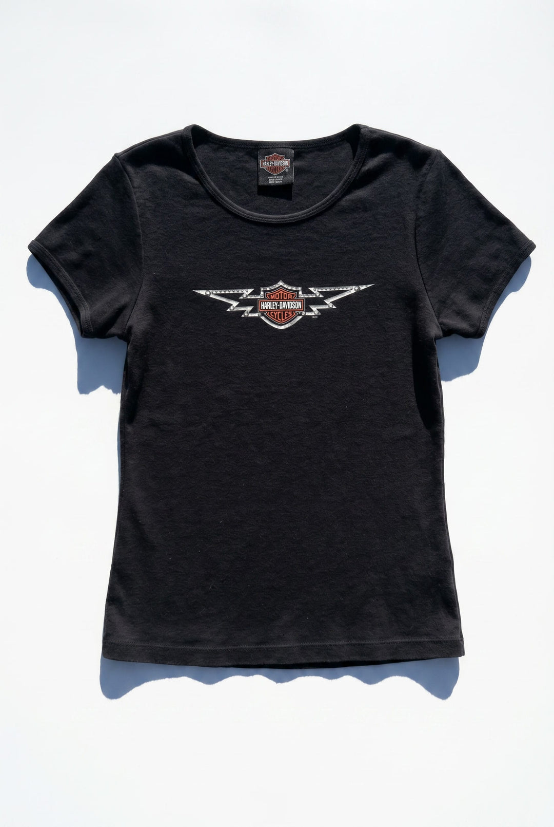 *BLACK HARLEY DAVIDSON FITTED TEE / S-M - VINTAGE