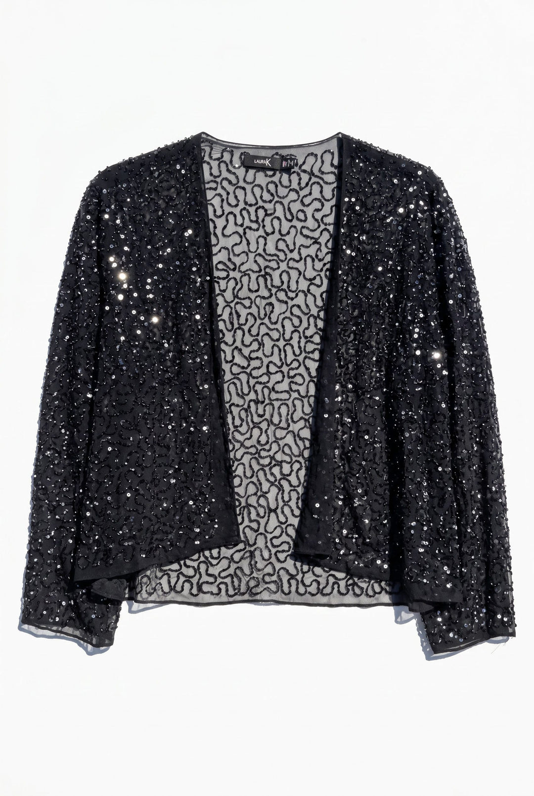*BLACK SEQUIN LOOSE SPARKLE COVER UP / L-XL - VINTAGE