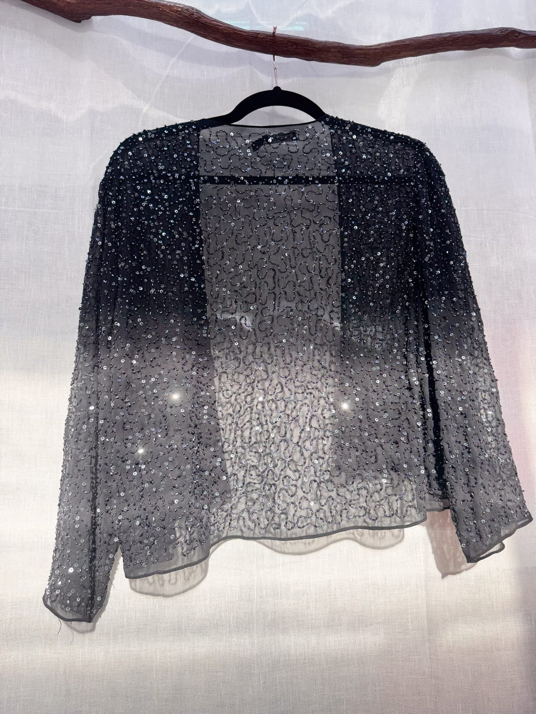 *BLACK SEQUIN LOOSE SPARKLE COVER UP / L-XL - VINTAGE