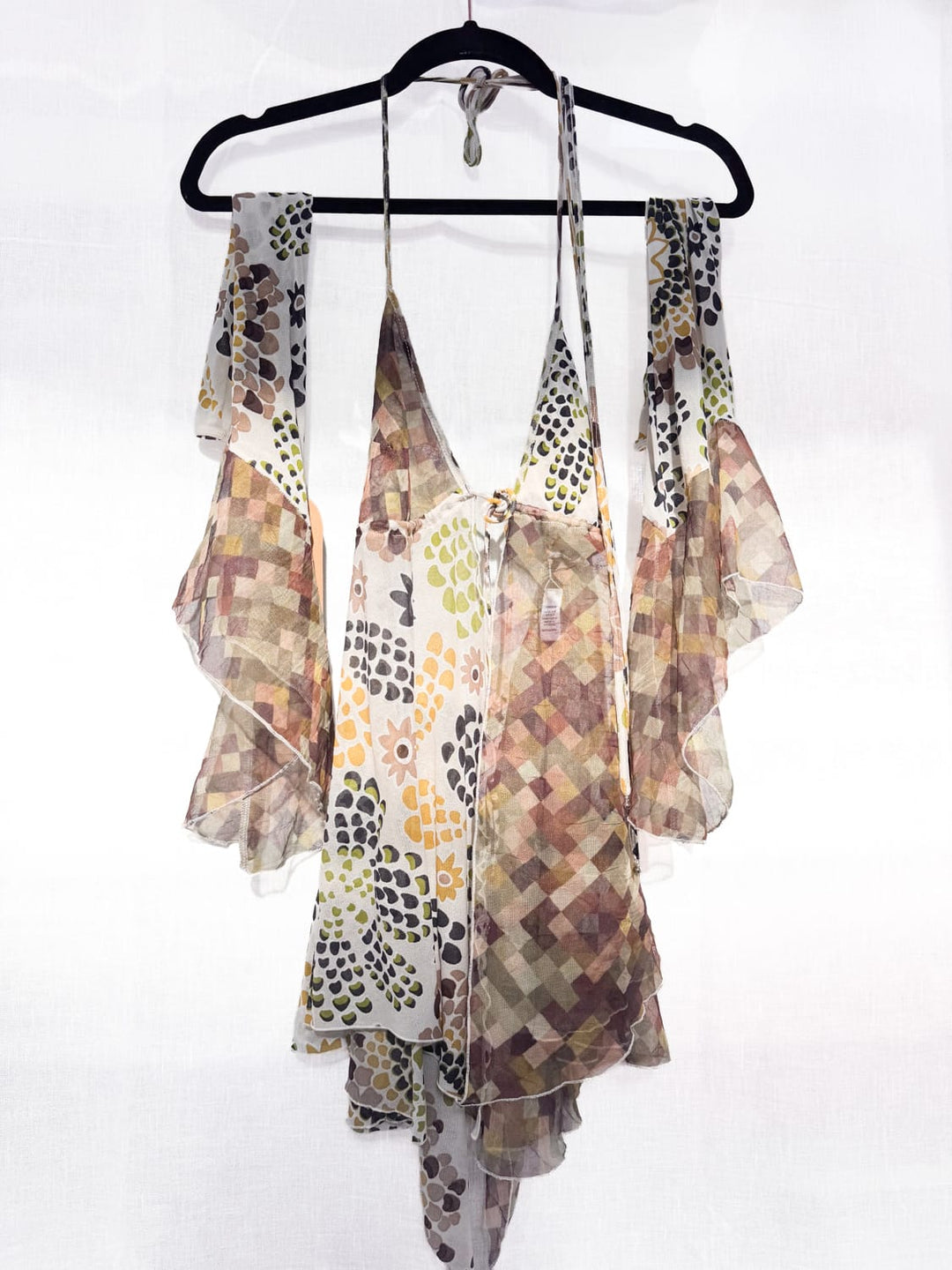 *BLOSSOM GYPSIE DRESS & ARMWARMERS PATCHWORK GREEN / S - VINTAGE