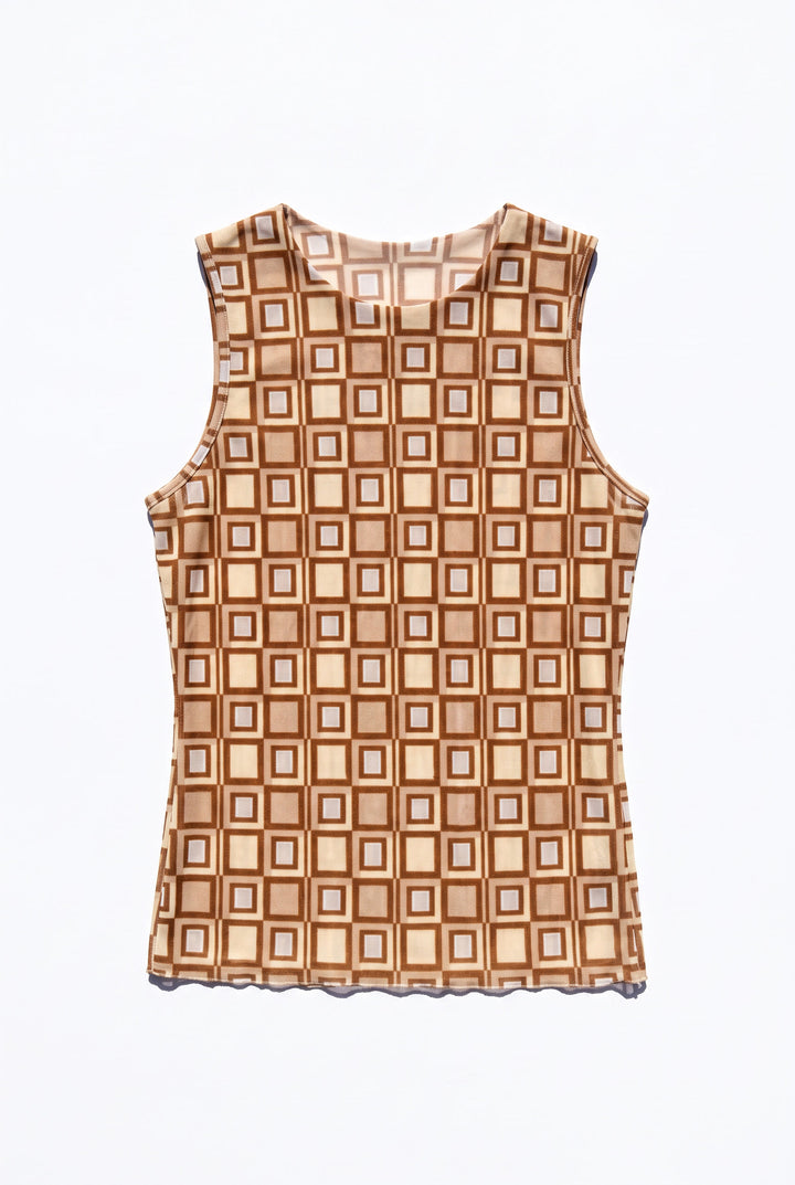 *'70S STRETCHY CAMI BROWN / XS-S