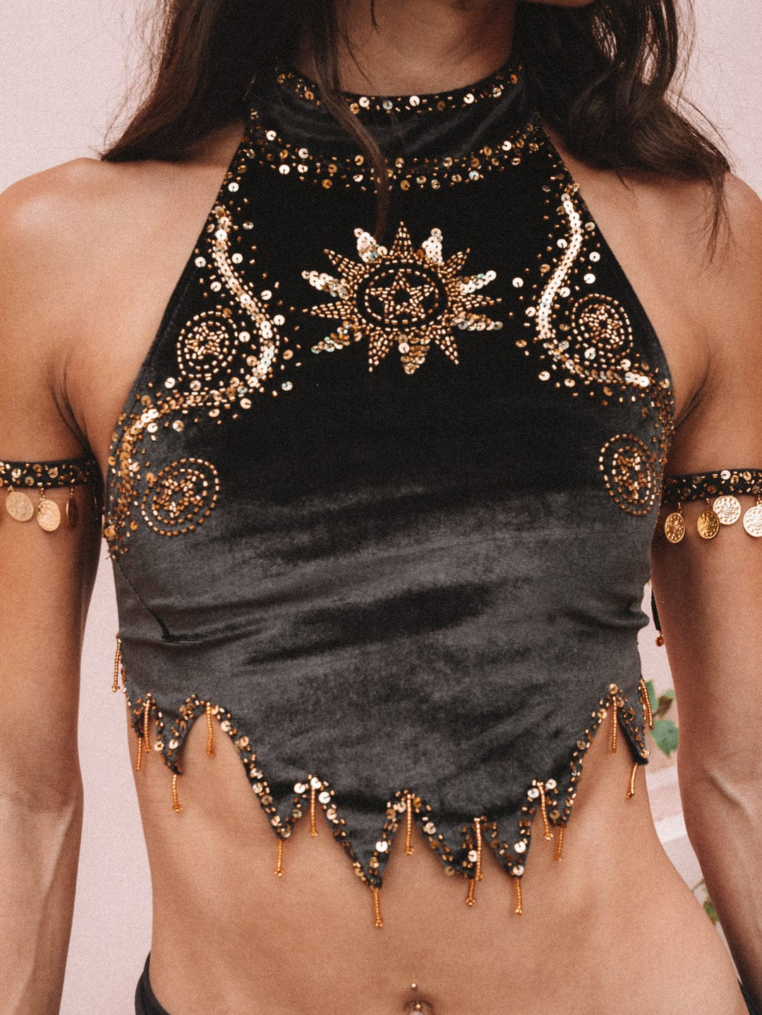 CASSIDY HIGH NECK - BROWN VELVET - Her Pony