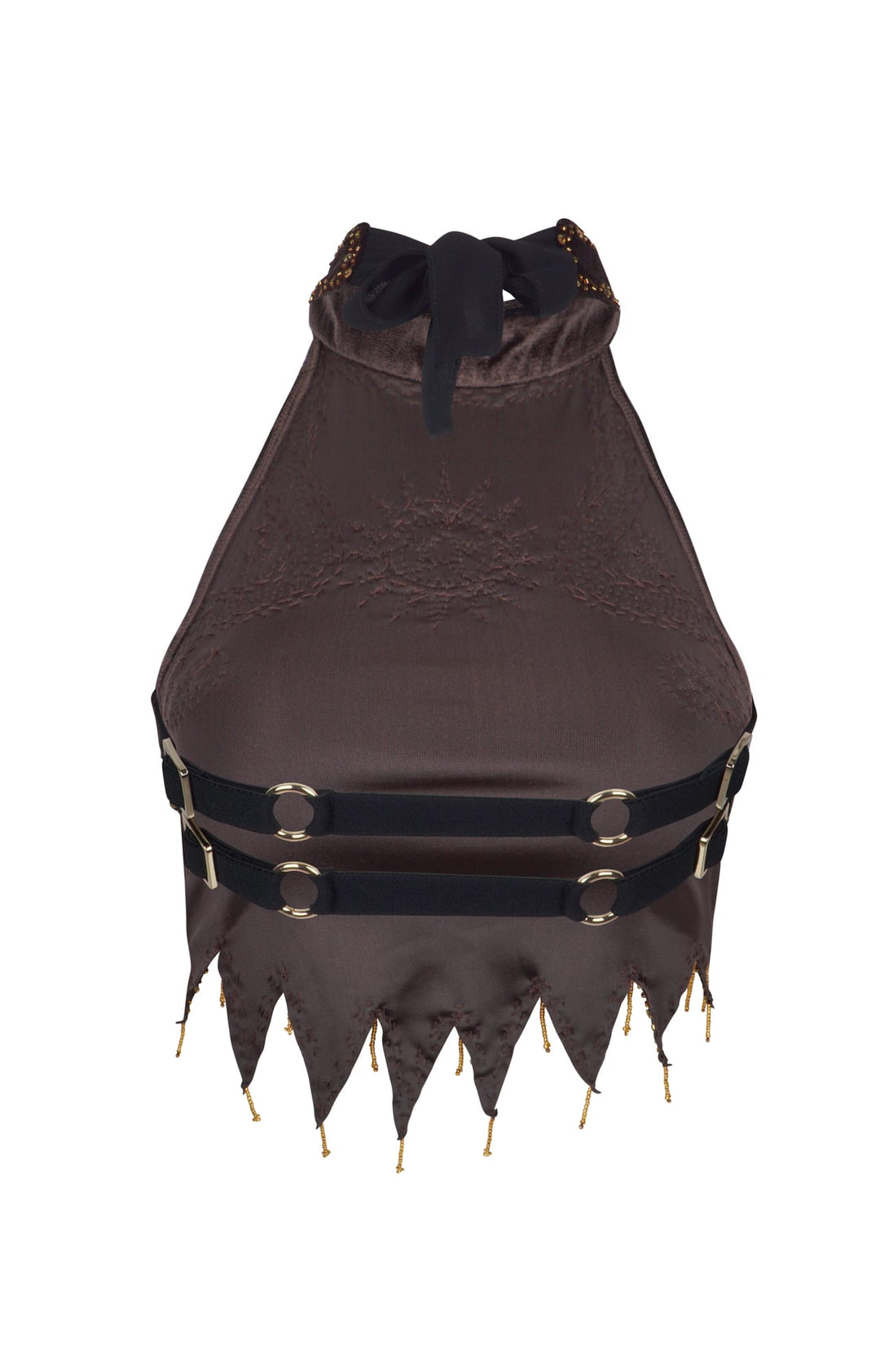 CASSIDY HIGH NECK PIXIE TOP - BROWN VELVET - Her Pony