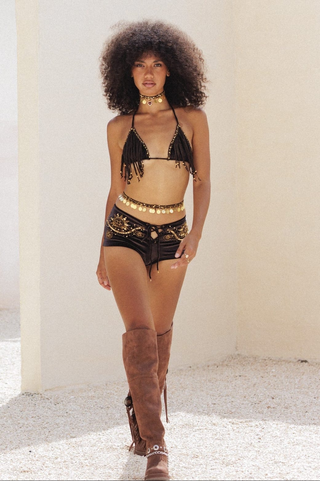 CASSIDY HOT PANTS - BROWN VELVET - Her Pony