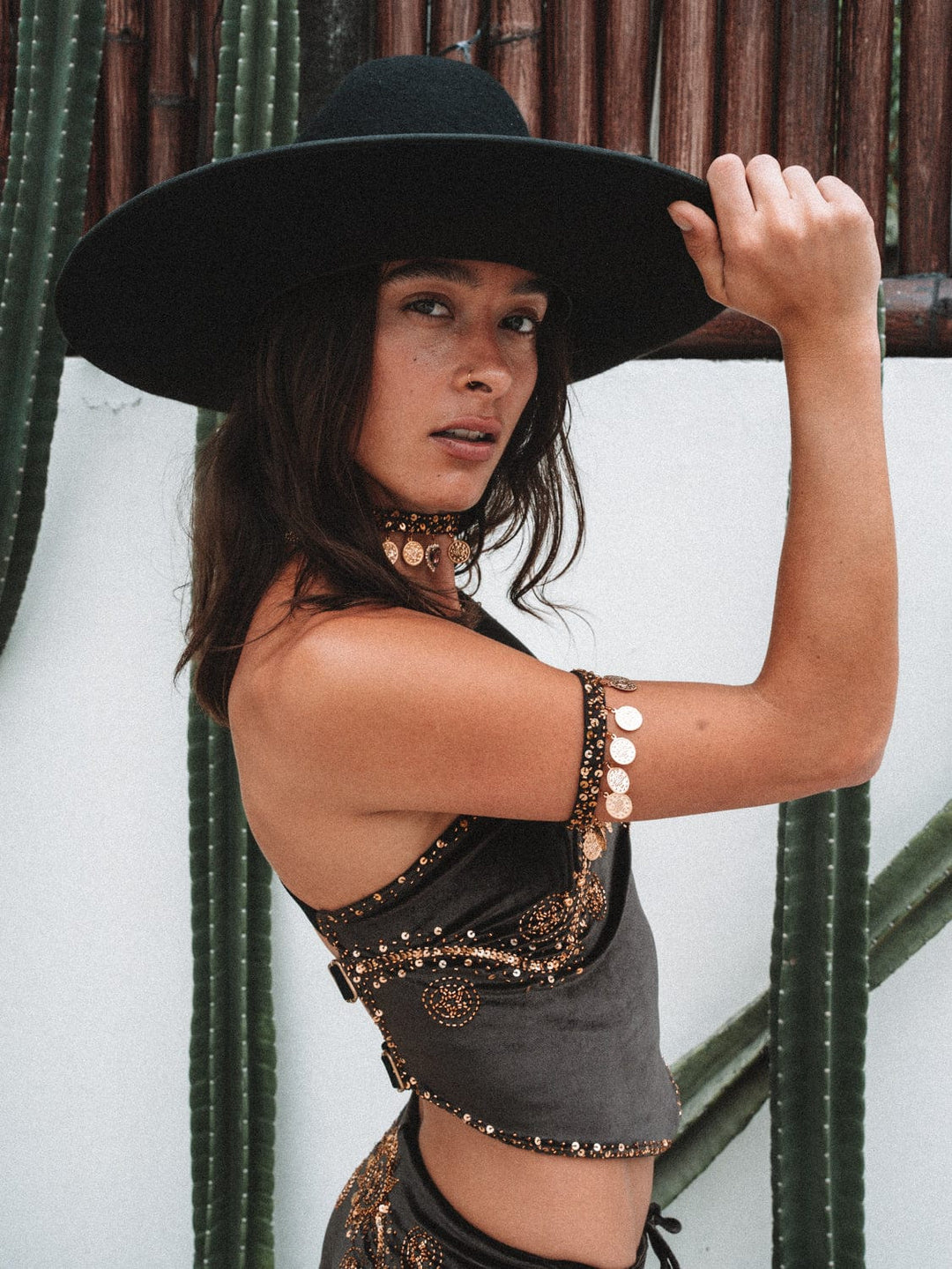 CASSIDY ONE SHOULDER TOP - BROWN VELVET - Her Pony