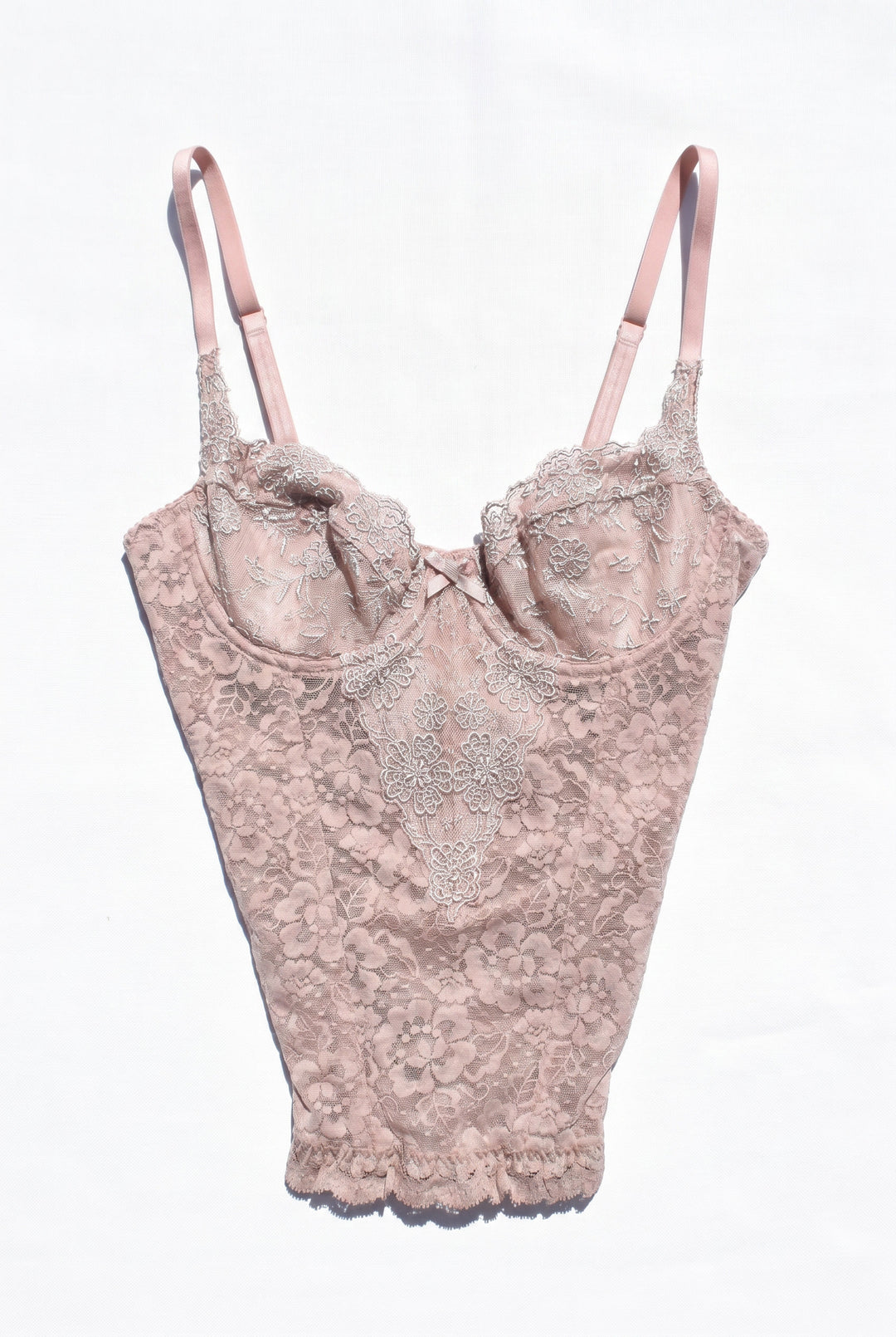 *VINTAGE PEACH LACE BUSTIER / XS