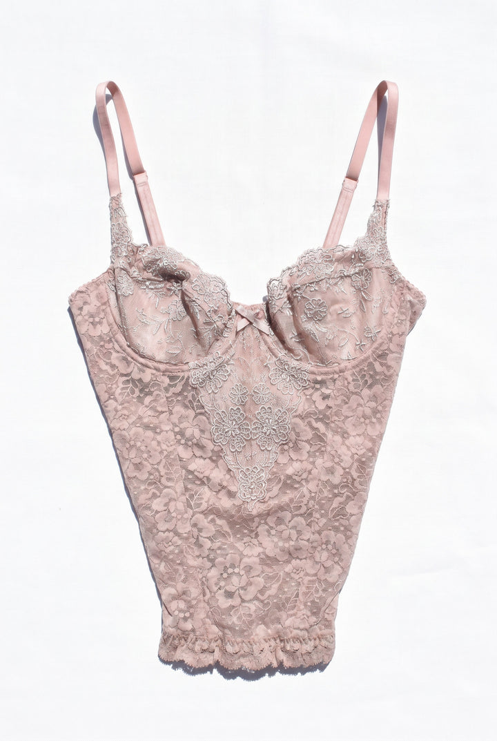 *VINTAGE PEACH LACE BUSTIER / XS