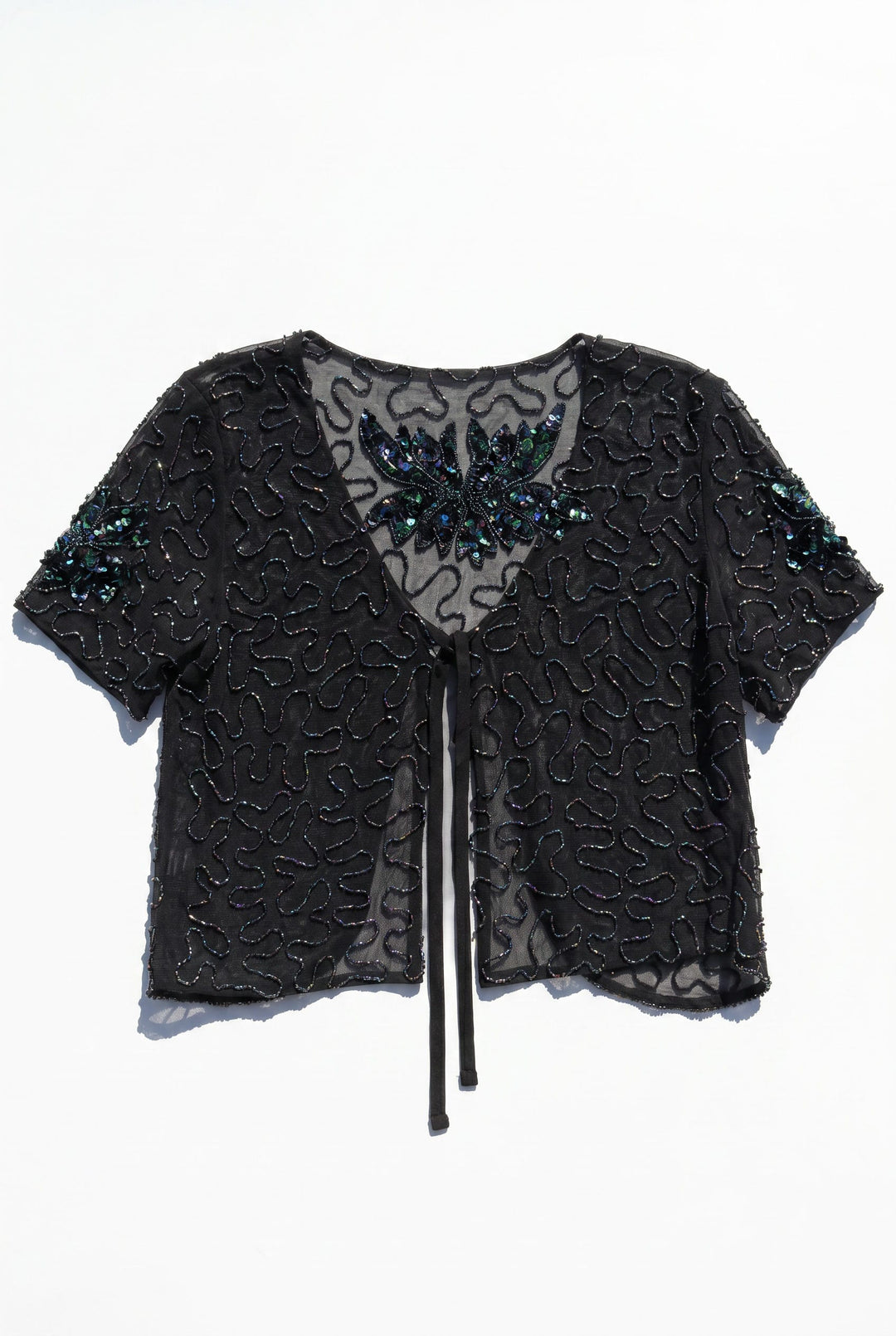 *FIREFLY SEQUIN TIE FRONT TOP / M - VINTAGE