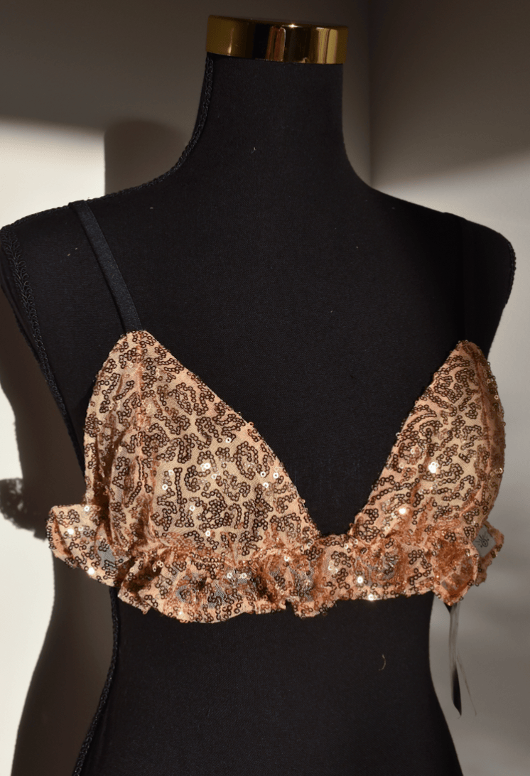 *GOLD FRILL SPARKLE BRALETTE / XS - Her Pony