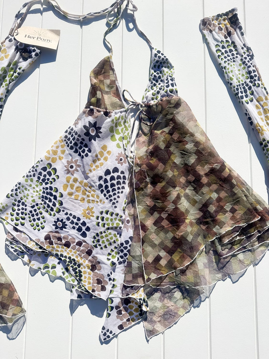 *GREEN PATCHWORK GYPSY DRESS / - SAMPLE SALE