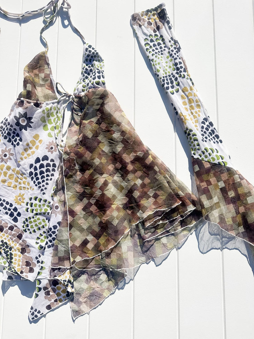 *GREEN PATCHWORK GYPSY DRESS / - SAMPLE SALE