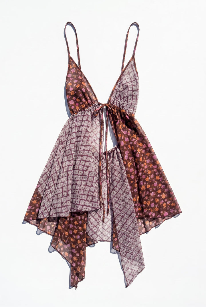 *GYPSIE DRESS PATCHWORK PURPLE / XS - VINTAGE