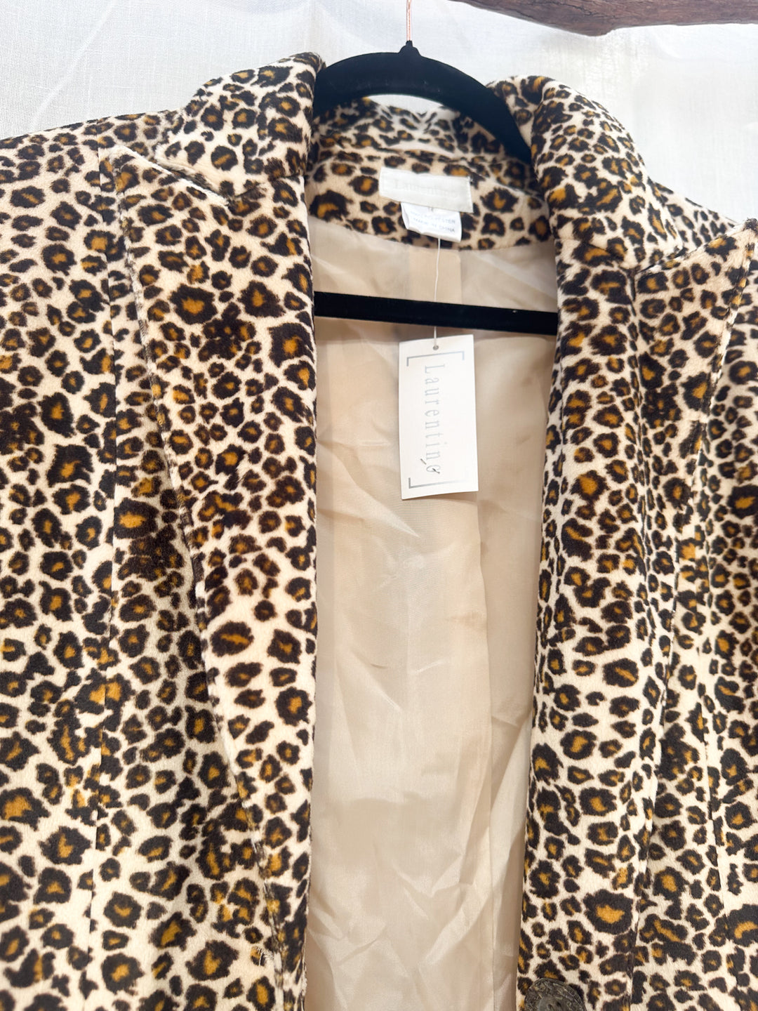*Y2K DEADSTOCK VELVET LEOPARD JACKET / L-XL